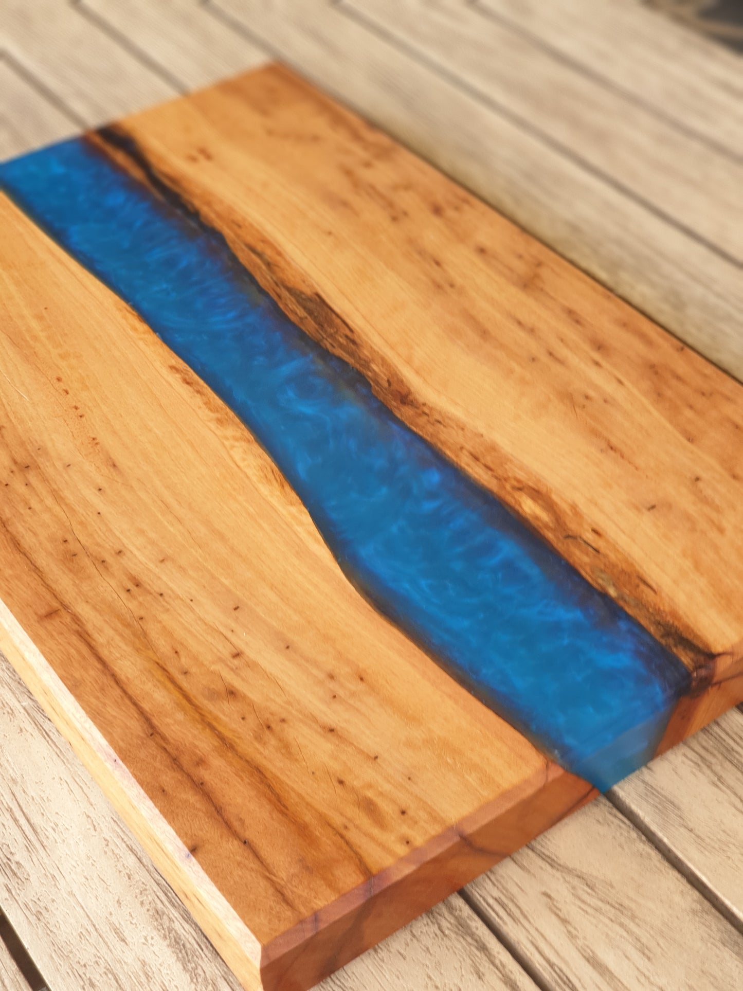 Turquoise resin  and timber Cutting Board