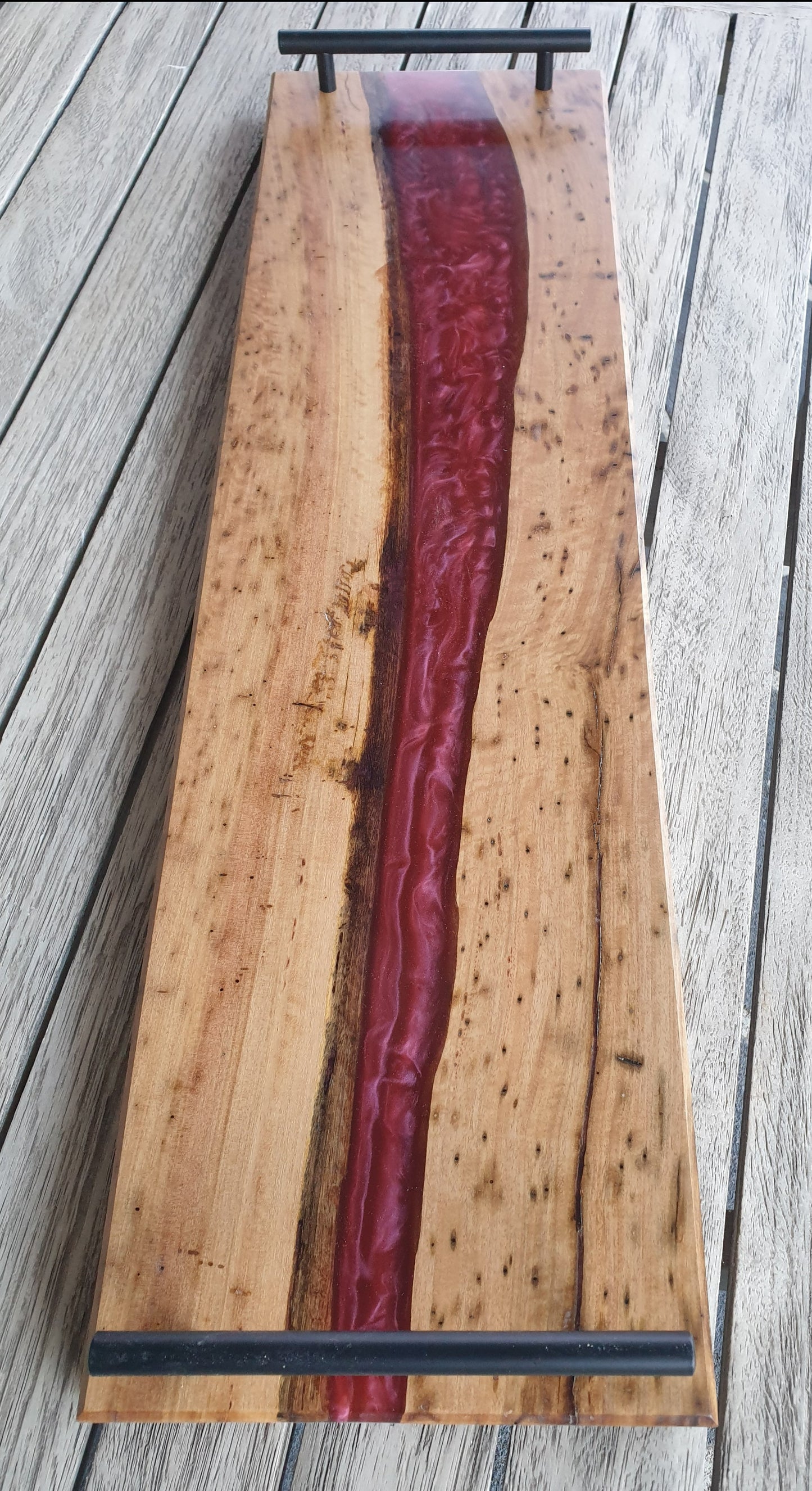 Red resin river platter