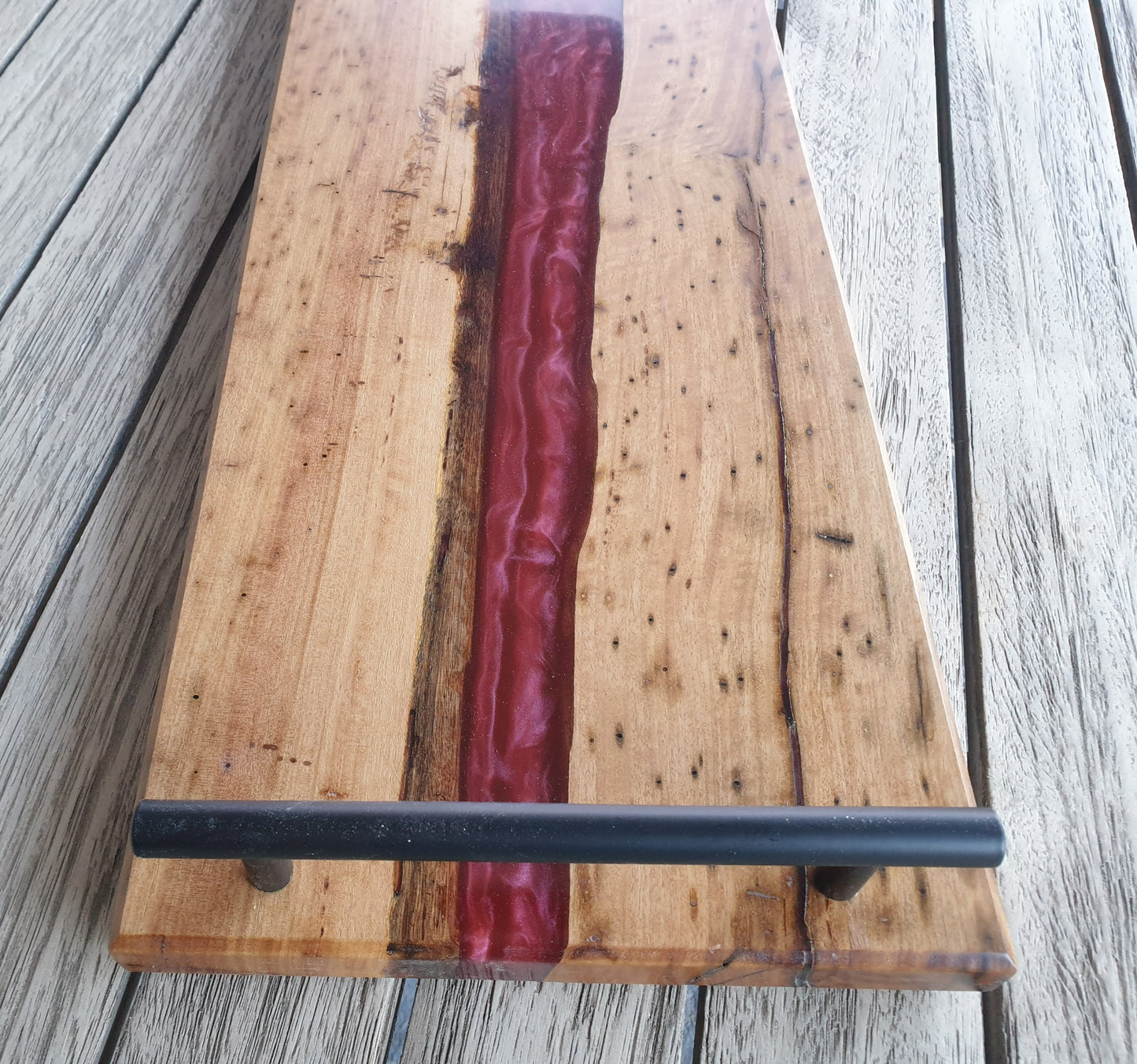 Red resin river platter