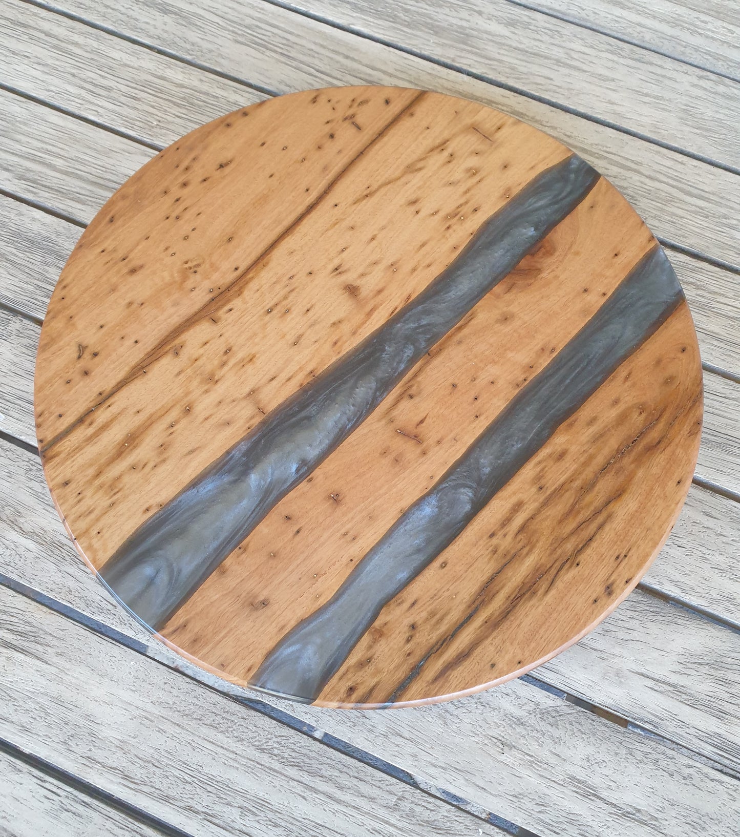 Antique Silver resin and timber lazy susan 350mm