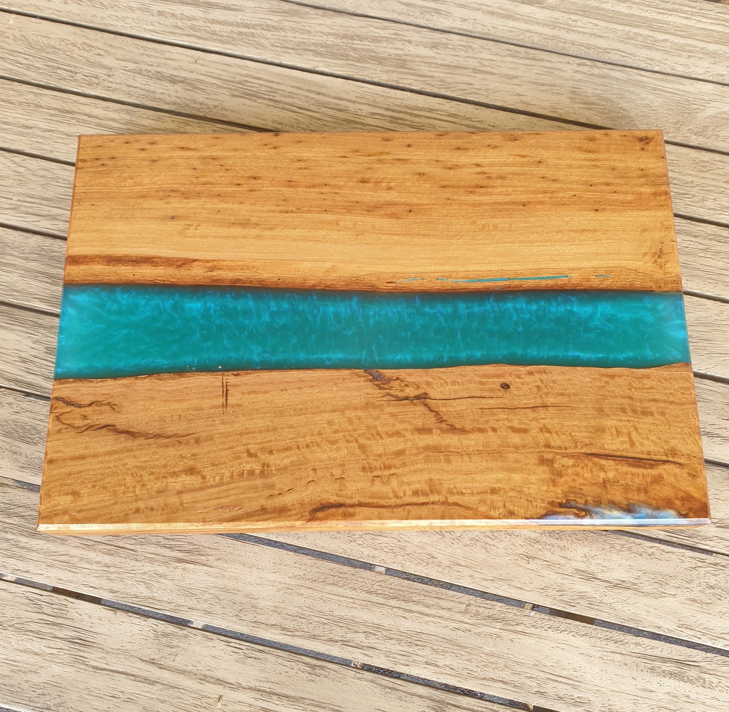 Aqua blue resin river Chopping Board